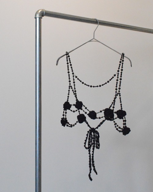 Crochet flower&beads harness ・C/♯black