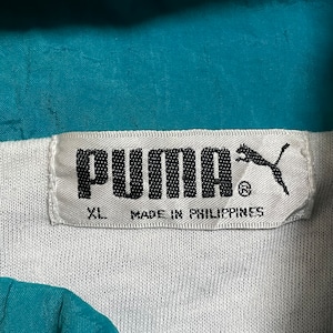 puma 90s ナイロンジャケット ブルゾン ジャンパー マルチカラー 切替 クレイジーパターン ワンポイント 刺繍 ロゴ  XL ビンテージ プーマ US古着