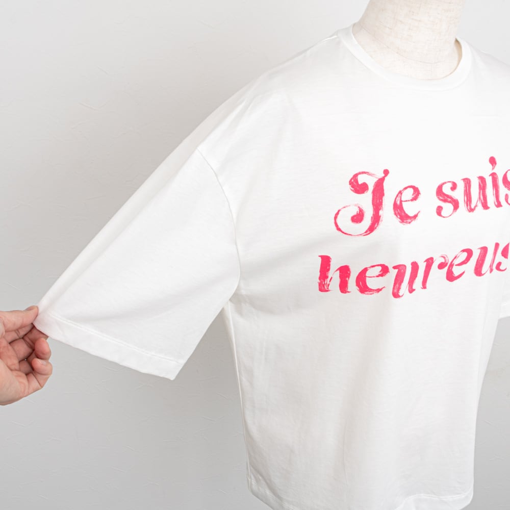 シャツホワイトmaglia様 Maglia Plus／マリアプラス】シルクライクコットンロゴTシャツ