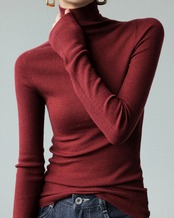 High neck knit long sleeve Top T20116