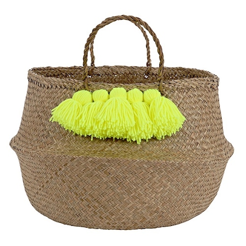 Meri Meri 30-0071 NEON YELLOW TASSEL BASKET　バスケット　イエロー