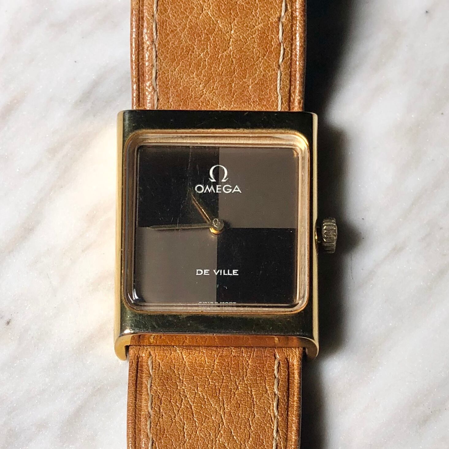 vintage OMEGA two-tone dial manual winding watch 
