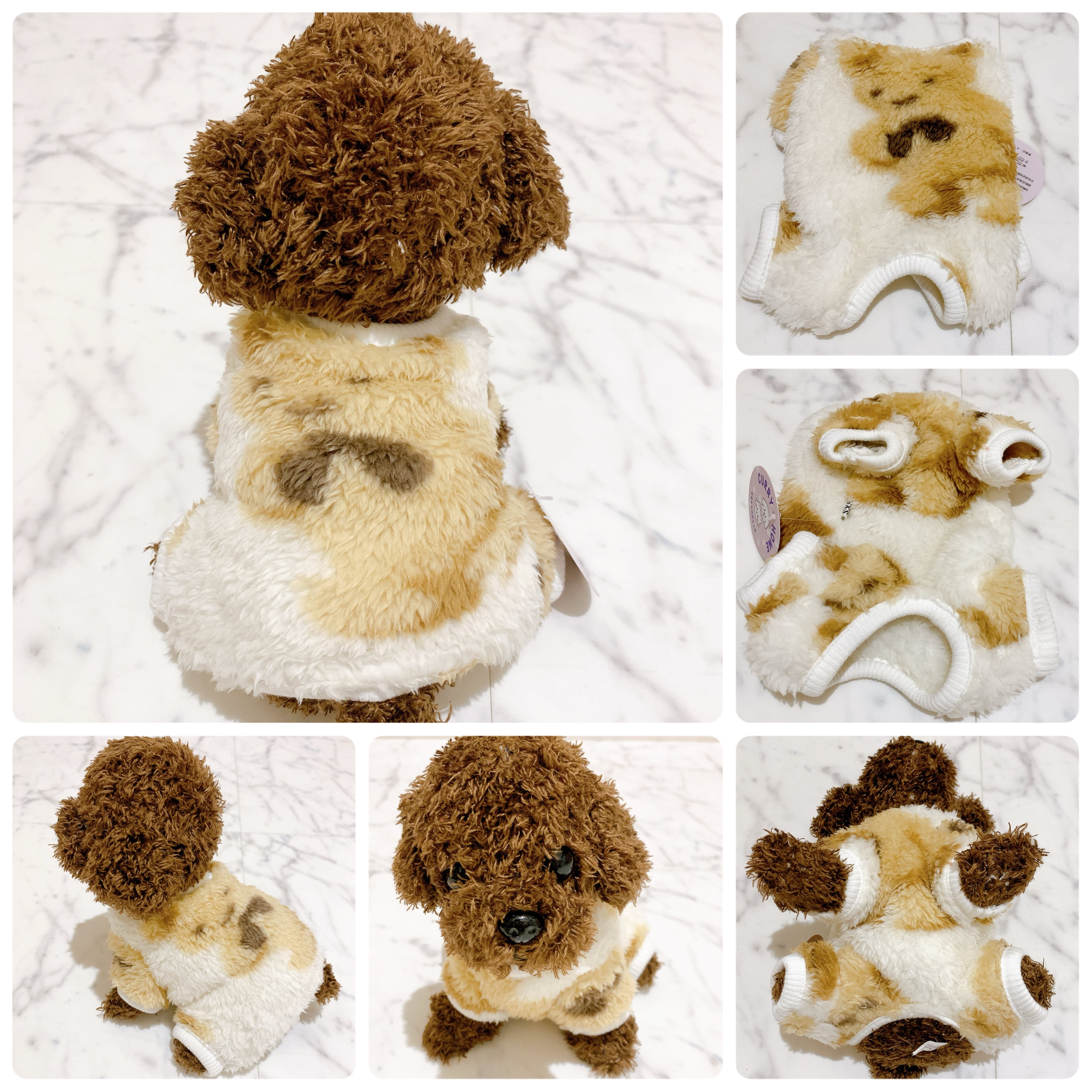 犬服 猫服 ペット服 超小型 パピー犬 冬用 ボアくまちゃん:3XS.XXS