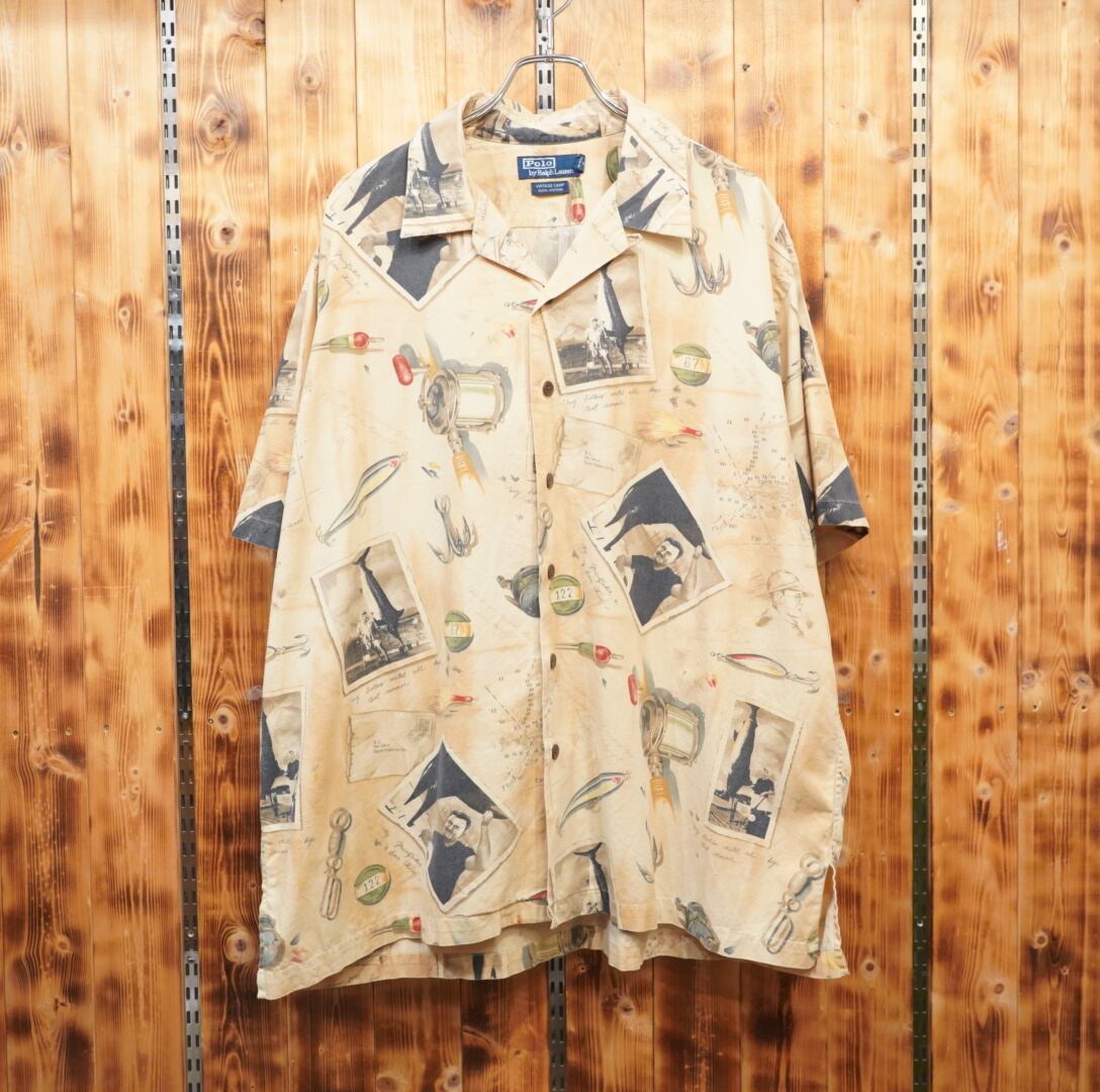 90s ラルフローレン VINTAGE CAMP ヘミングウェイ　開襟シャツ 90s ralphlauren vintage camp hemingway XL/ラルフローレン オープン