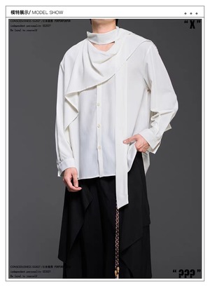 RFDRFD 26AW アシンメトリー ドレープカラー シャツ