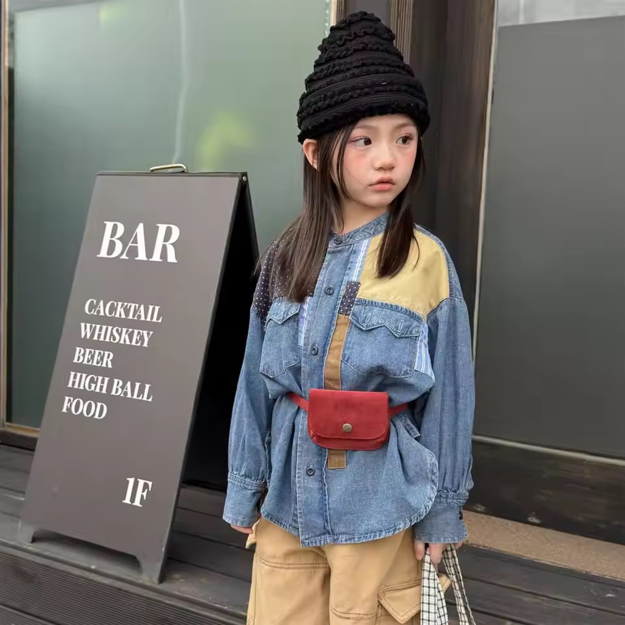 お洒落パッチワークデニムシャツ | select shop adore25