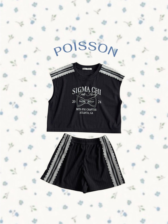 [予約] POISSON - ruri ribbon set-up ( black )