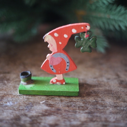 クローバーとドワーフと蹄鉄　クリスマスキャンドルホルダー　ドイツ