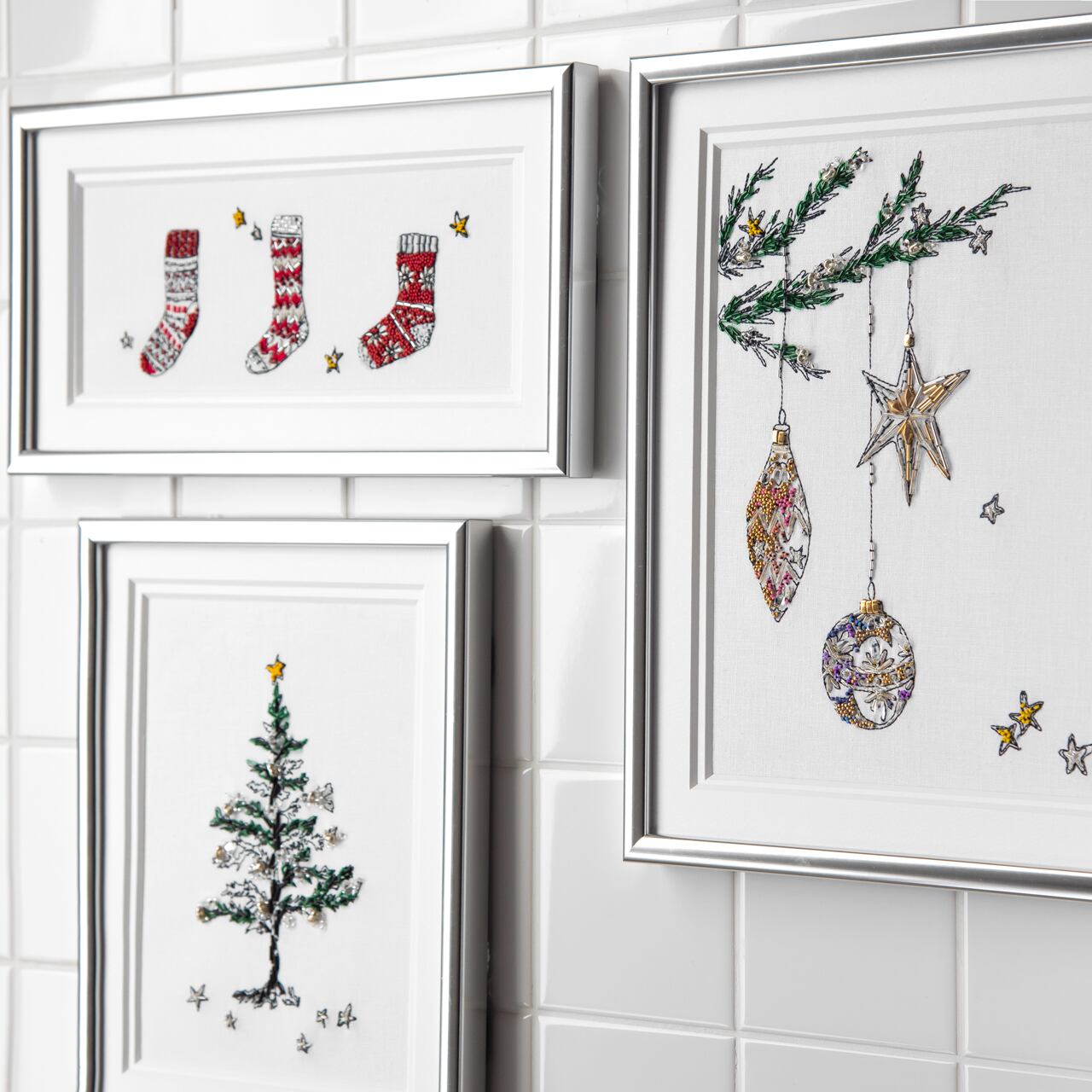 こんなデザイン憧れちゃう「クリスマスオーナメントの刺繍キット