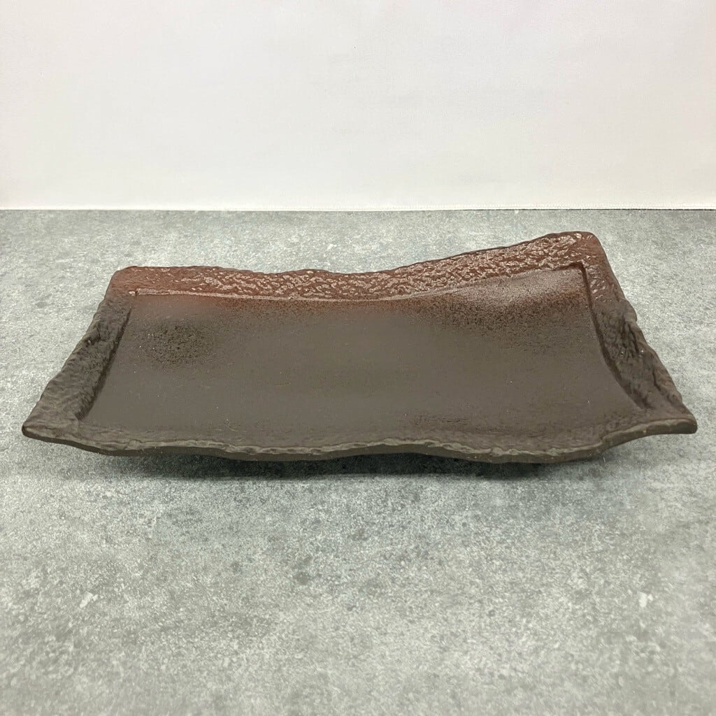 《数量限定》炭化土 渕砂目備前風焼物皿 23cm【日本製】