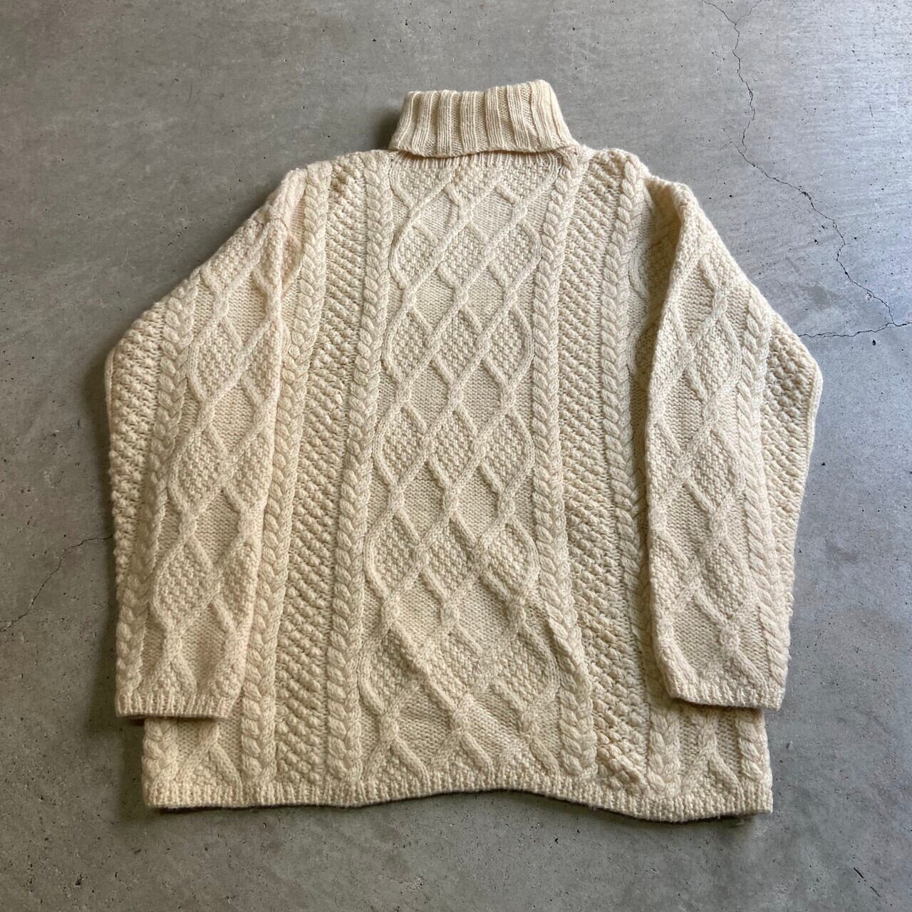 HAND KNIT ハンドニット ジェイクルー J.Crew ケーブル編み Vネック フィッシャーマン アランニットセーター レディースXL /eaa335128