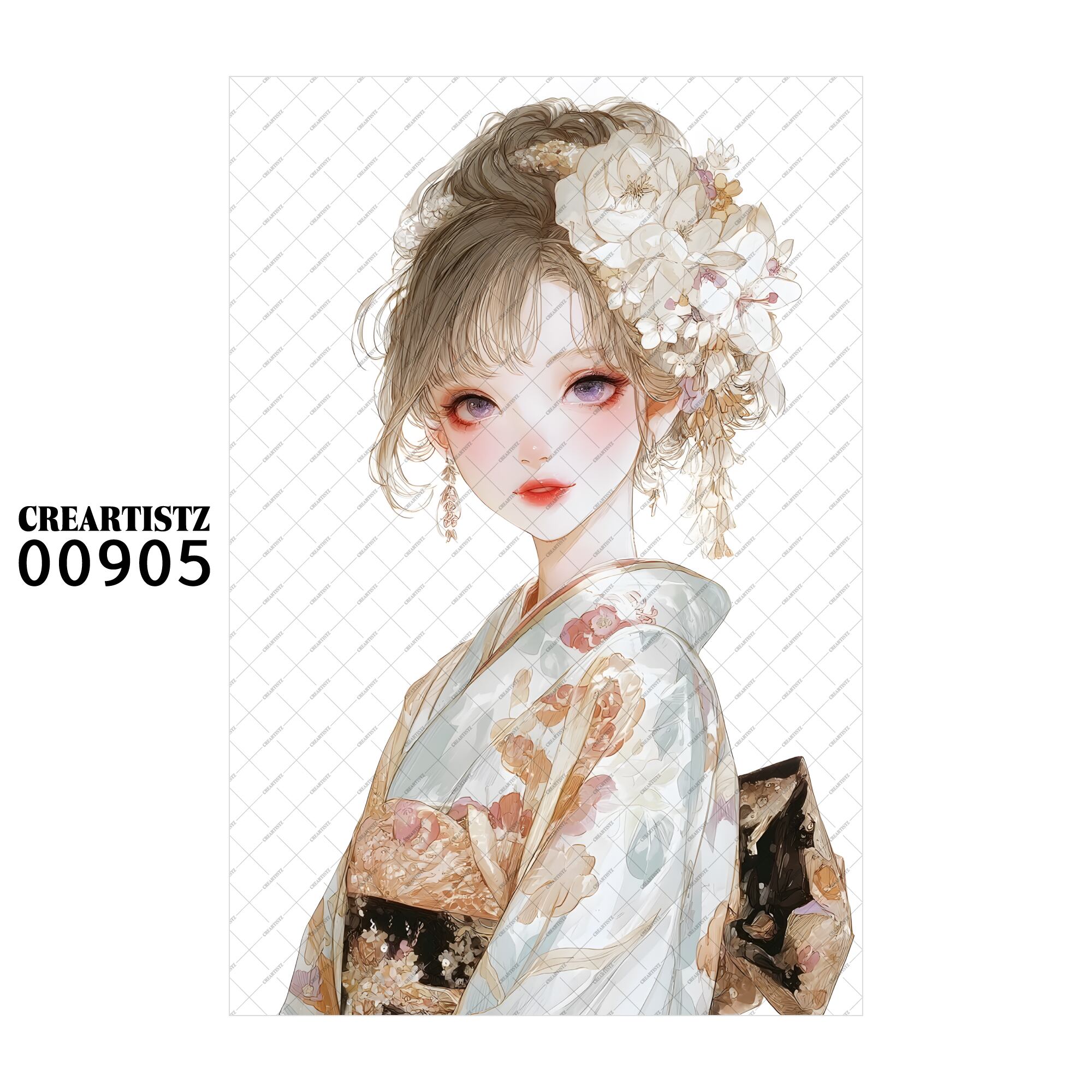 00905 ガール キュート オリジナル ペーパー/ステッカー 4枚セット CREARTISTZ