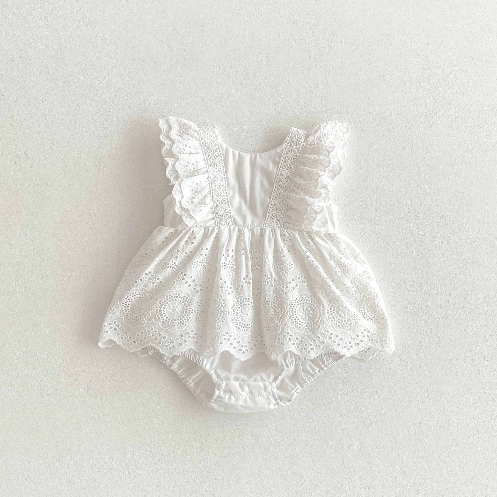 バックリボンオープンロンパース