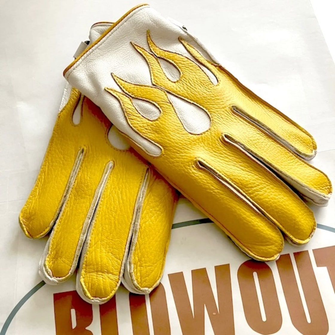 Blowout フレイムス レザーグローブ 本革 皮 鹿皮 ディアスキン 手袋 