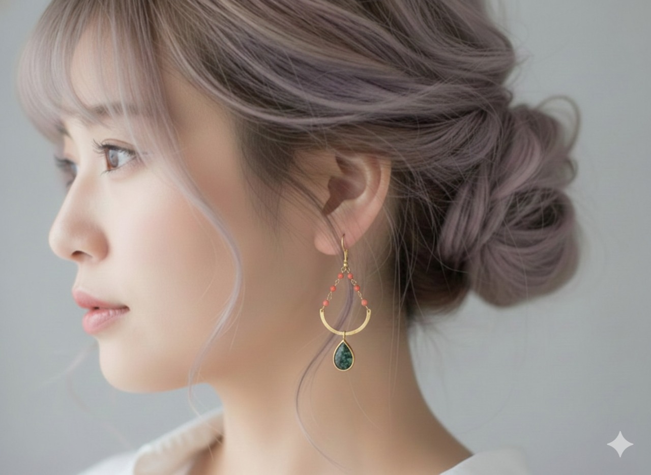 アゲートのフープピアス