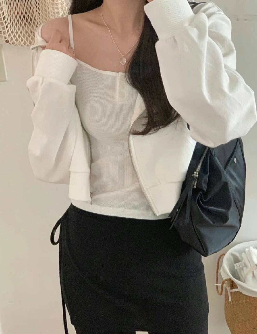 (即納)liter / Soi button sleeveless / 2color