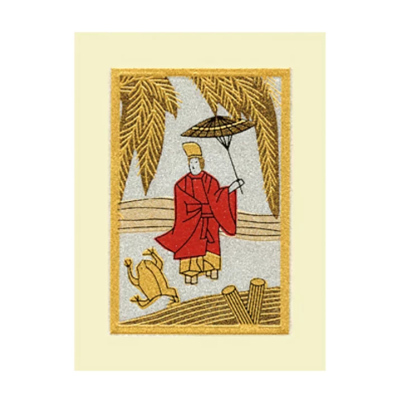 うつし蒔絵「花札/柳に小野道風」