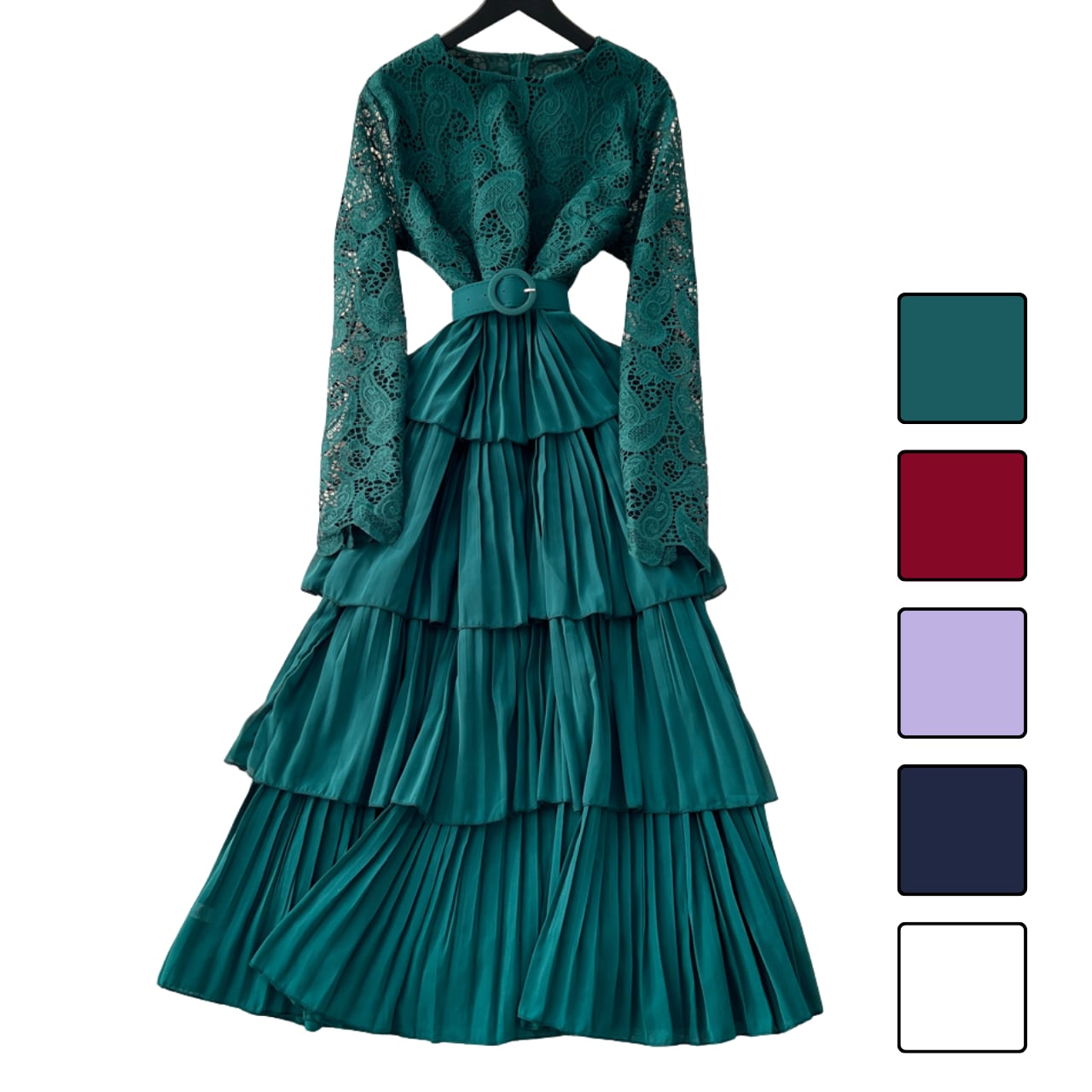 レースティアードプリーツワンピース 5color L2084