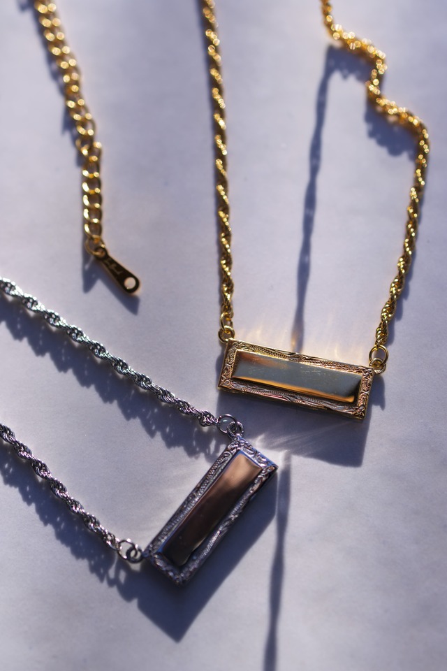 【-構築-series】Engraving side bar necklace（チェーン付き） (名入れオーダー)