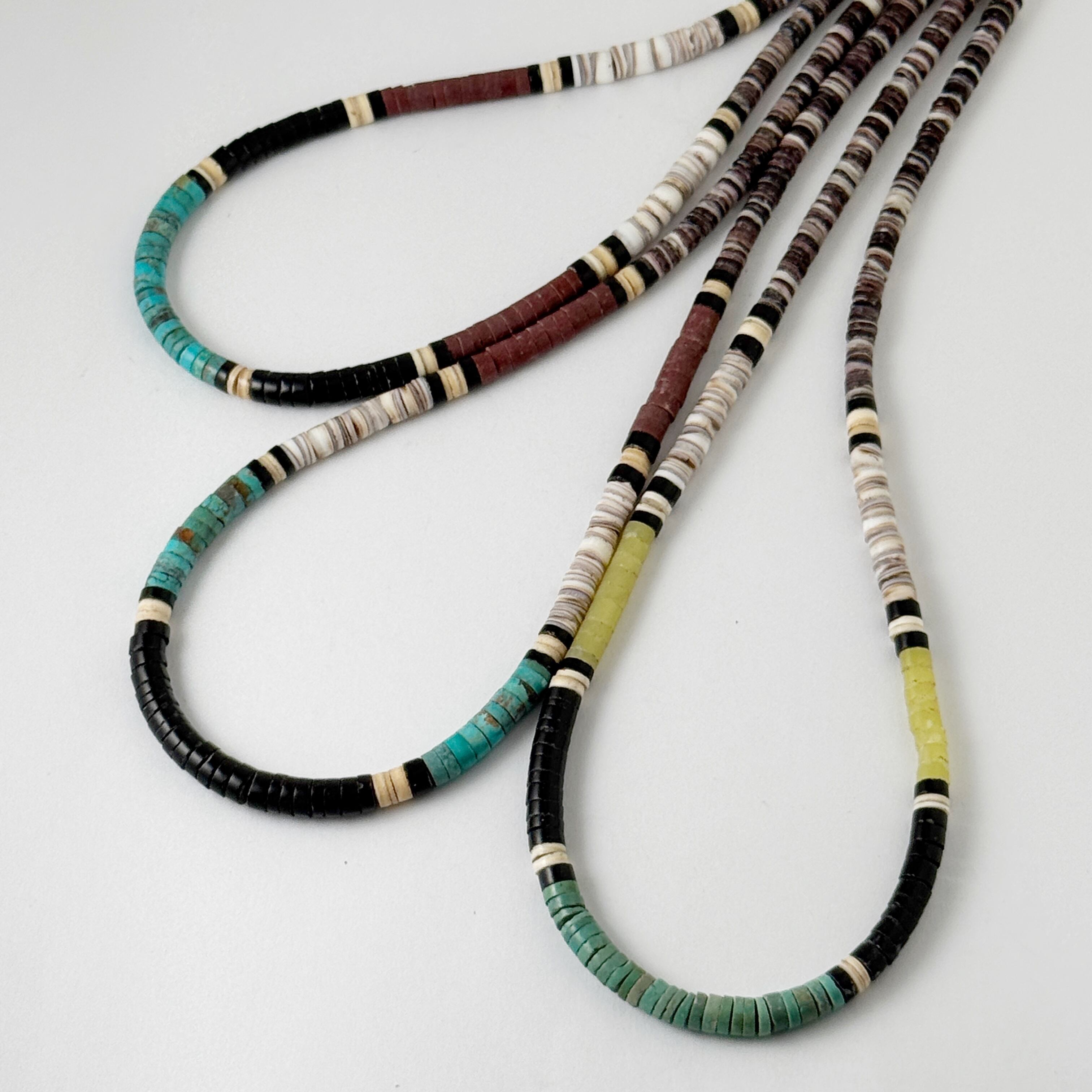 《Indian Jewelry》 ヒシ(ヒーシー) ネックレス 極太 ミックス ブラウン 約 46cm