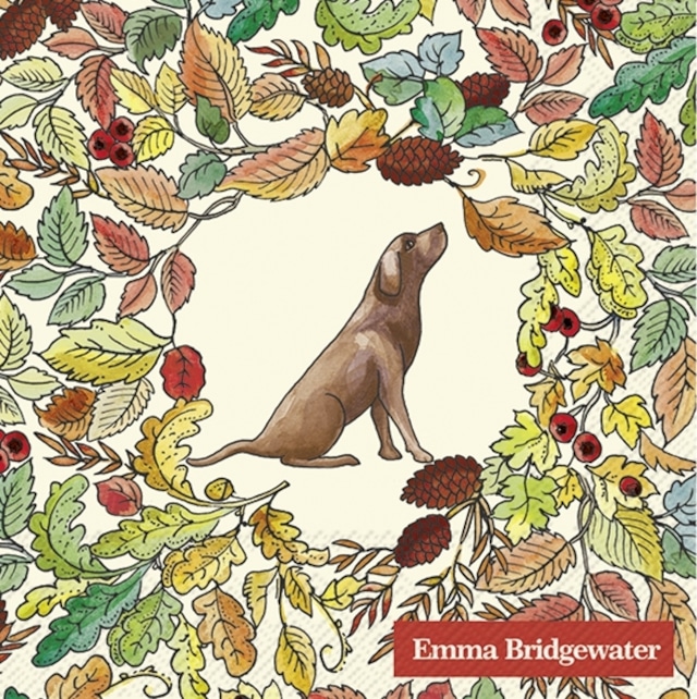 2023秋冬【Emma Bridgewater】バラ売り2枚 カクテルサイズ ペーパーナプキン DOGS IN THE WOODS  クリーム