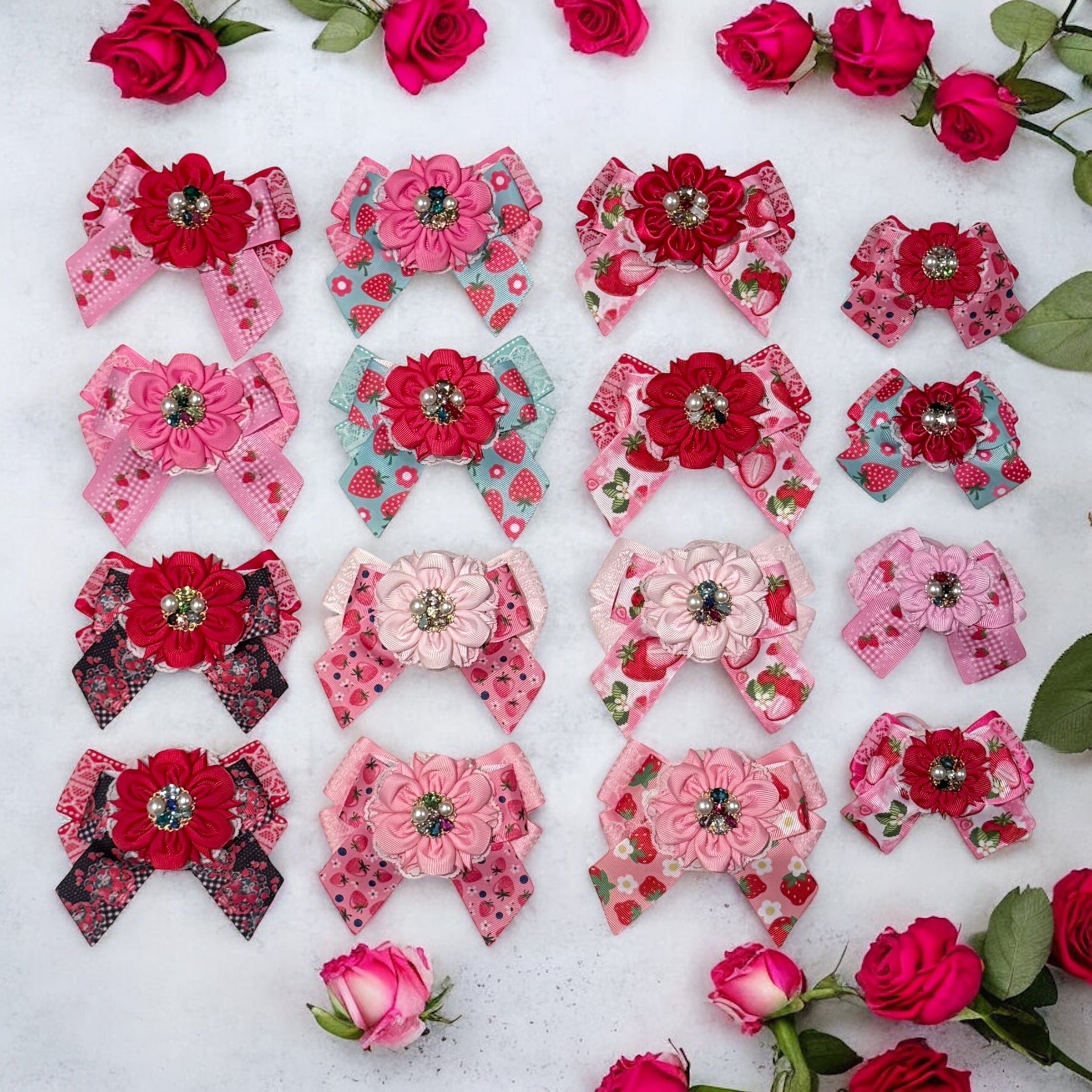 いちごトリミングチョーカー21本セットSサイズ(約24cm) イチゴ祭り 犬