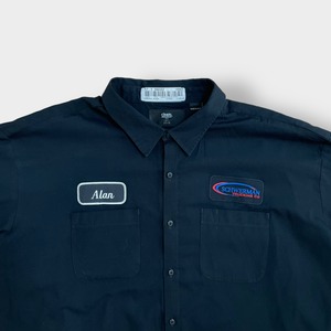 CiNTAS HAITI製 ワークシャツ 長袖 ワッペン 3XL ビッグサイズ ワーク系 企業ロゴ 企業系  シンタス 黒 US古着