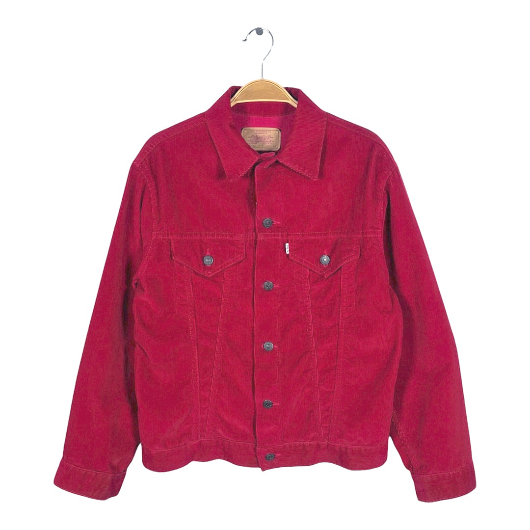 80s リーバイス 70505-0217 ヴィンテージ コーデュロイジャケット トラッカージャケット ジージャン レッド Levis サイズ40 古着 DZ0821
