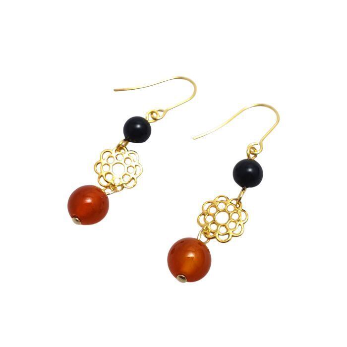 オニキス カーネリアン ピアス 厄除け 恋のチャンスを増やすパワーストーンス ピアス 天然石 ピアス 金属アレルギー 対応 ギフト チタン イヤリング変更可 送料無料 誕生日 アクセサリー