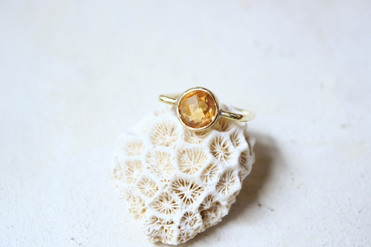 スクエアリング/真鍮/シトリン