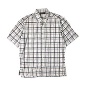 VENGERA ヴェンジェラ リネン100% イタリア製 チェック柄 半袖シャツ 48/グレー 系