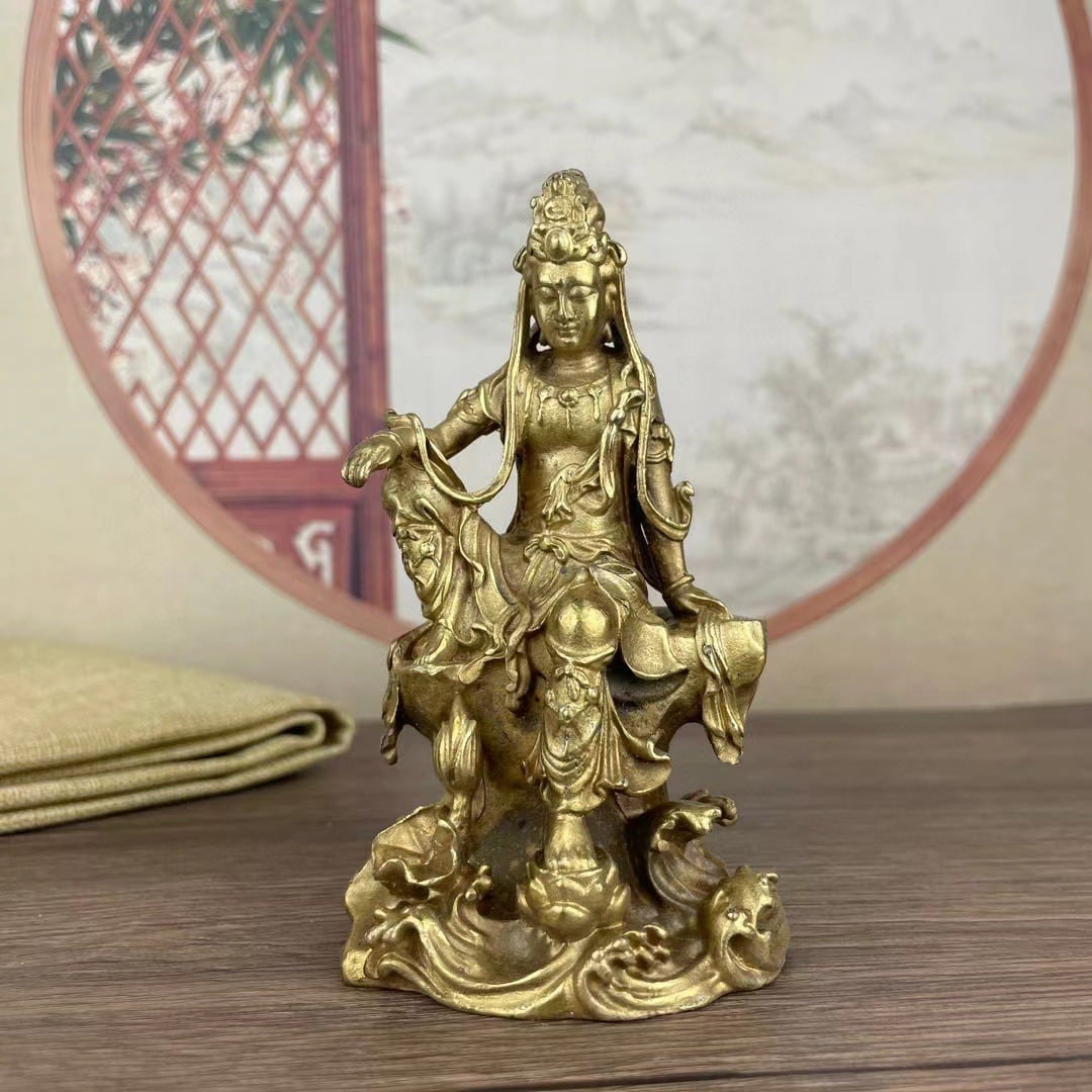 観音菩薩 神 神様 仏 仏像 木製 インテリア 木彫 オブジェ 幸運 長寿