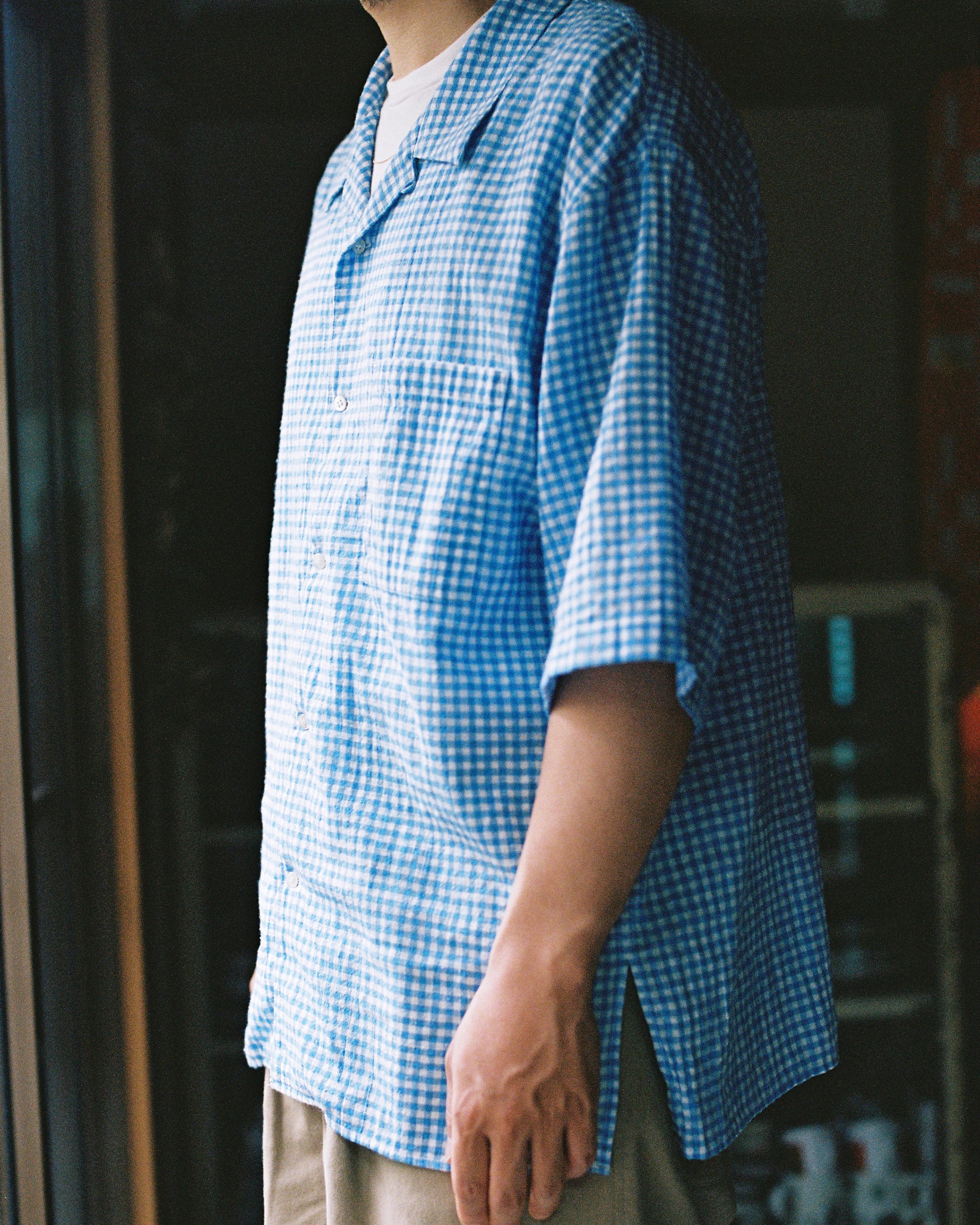 awasa “ open collar s/s check shirt ( Check )” | H.inch