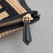 フェンディ ラフィア クラッチバッグ  FENDI ROMA ベージュ ブラック