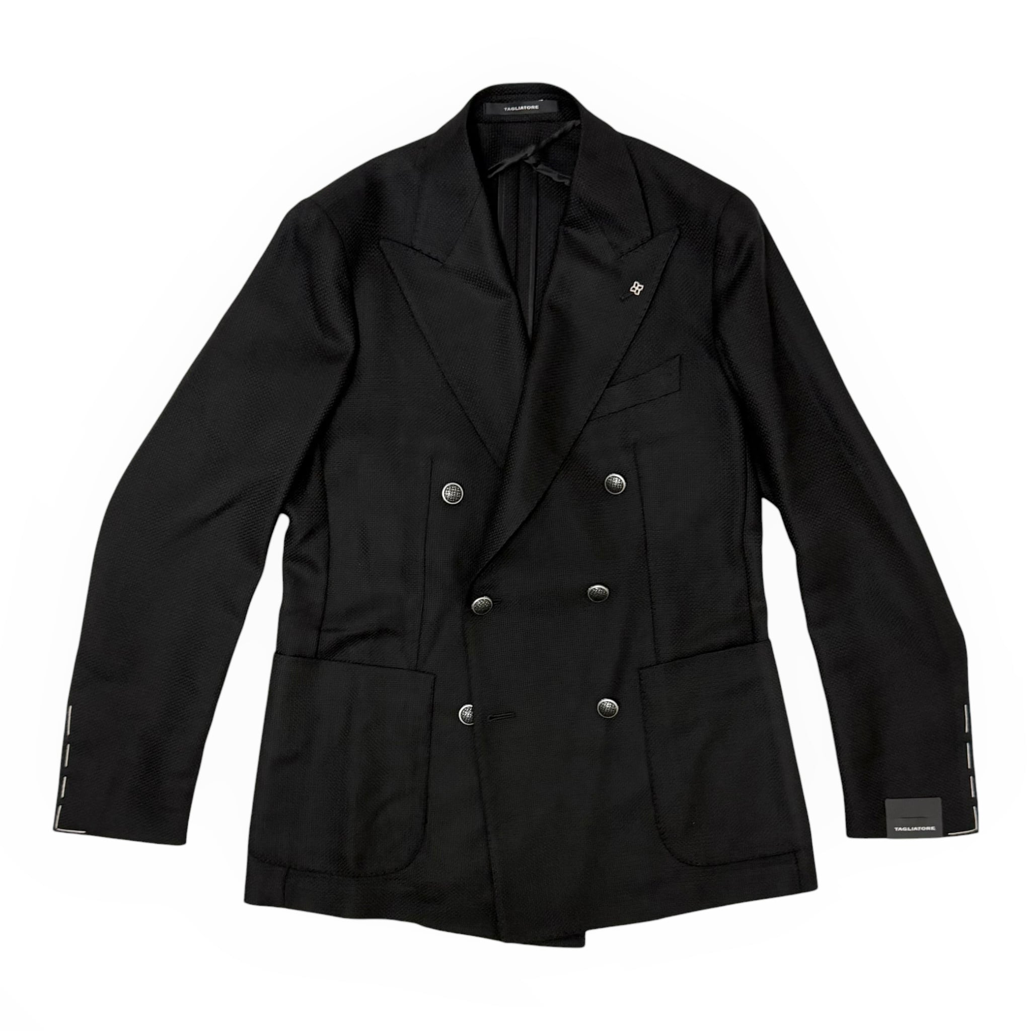 TAGLIATORE(タリアトーレ)MONTECARLO HOPSACK DOUBLE BREASTED JACKET(1SMC20K/120028U)/BLACK(N5048)