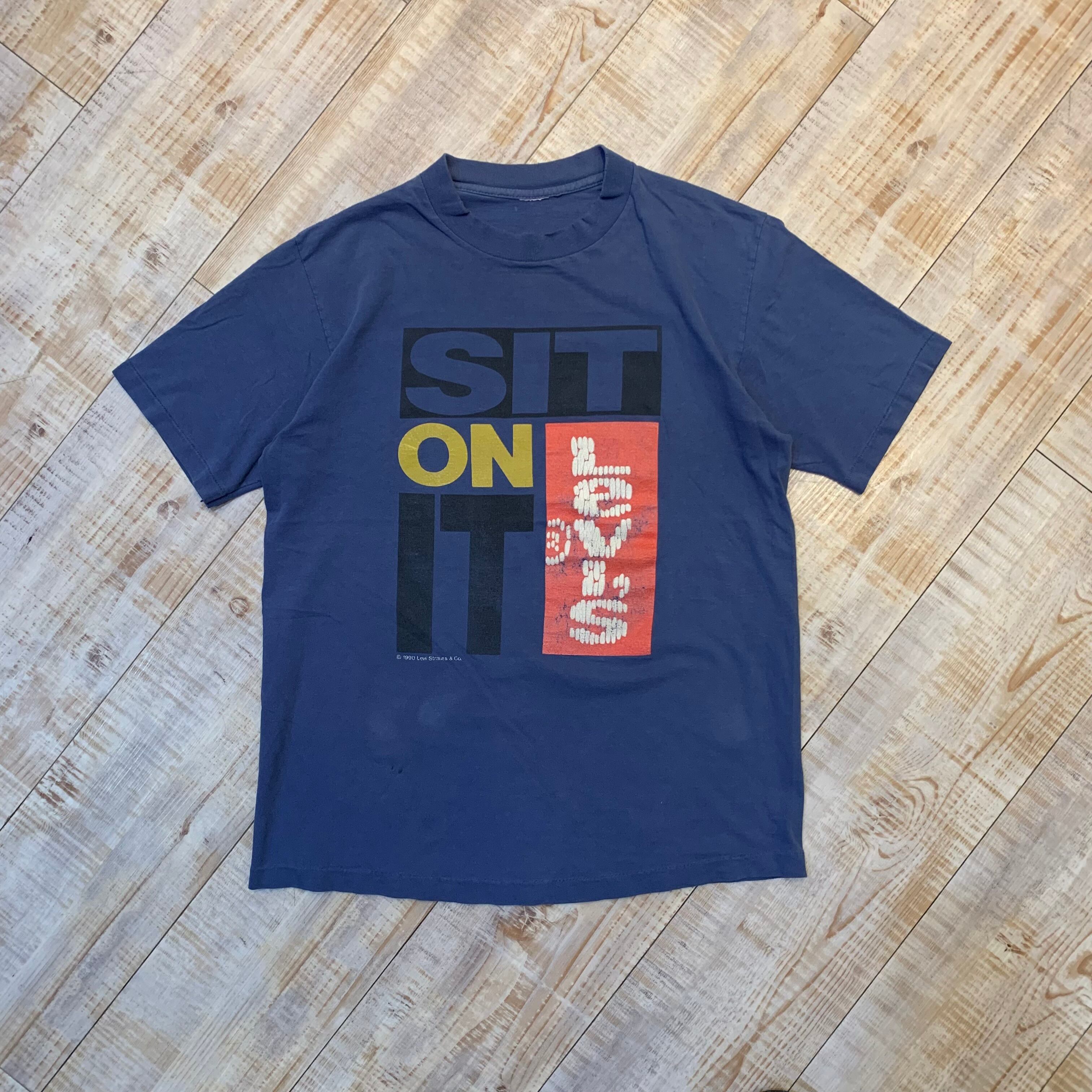 90年代 “L位” Levi’s リーバイス プリントTシャツ “SIT ON IT” 青 ブルー 古着 古着屋 高円寺 ビンテージ n3808
