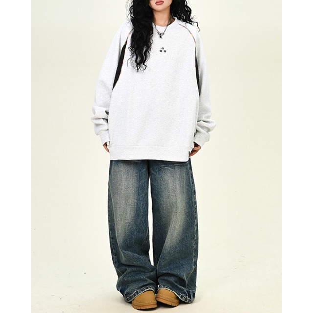 switch design point logo sweatshirt　切替デザインポイントロゴスウェットシャツ　J1239