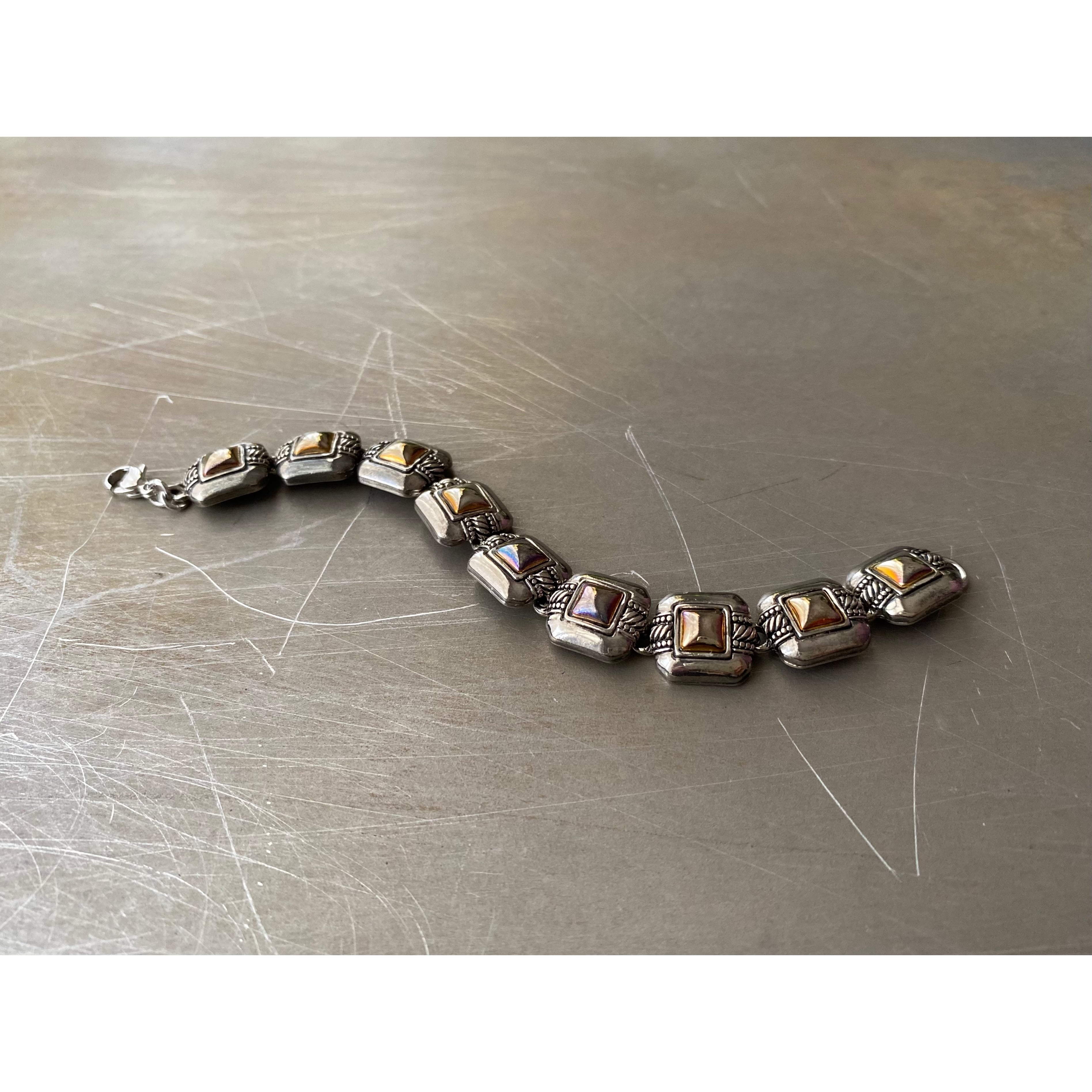 Vintage 90s-00s USA retro bi-color square chain bracelet レトロ