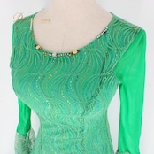 社交ダンス 衣装 スタンダード ドレス ワンピース パーティドレス グリーン系 prima boutique プリマブティック 緑 ビジュー 長袖 カラフル モダン エレガント きれいめ おしゃれ 大人 女性 アウトドア イベント 結婚式 二次会 フォーマル 謝恩会 春 夏 秋 冬 体型カバー ゆったり 薄手 透け感 上品 スリム 伸縮性あり