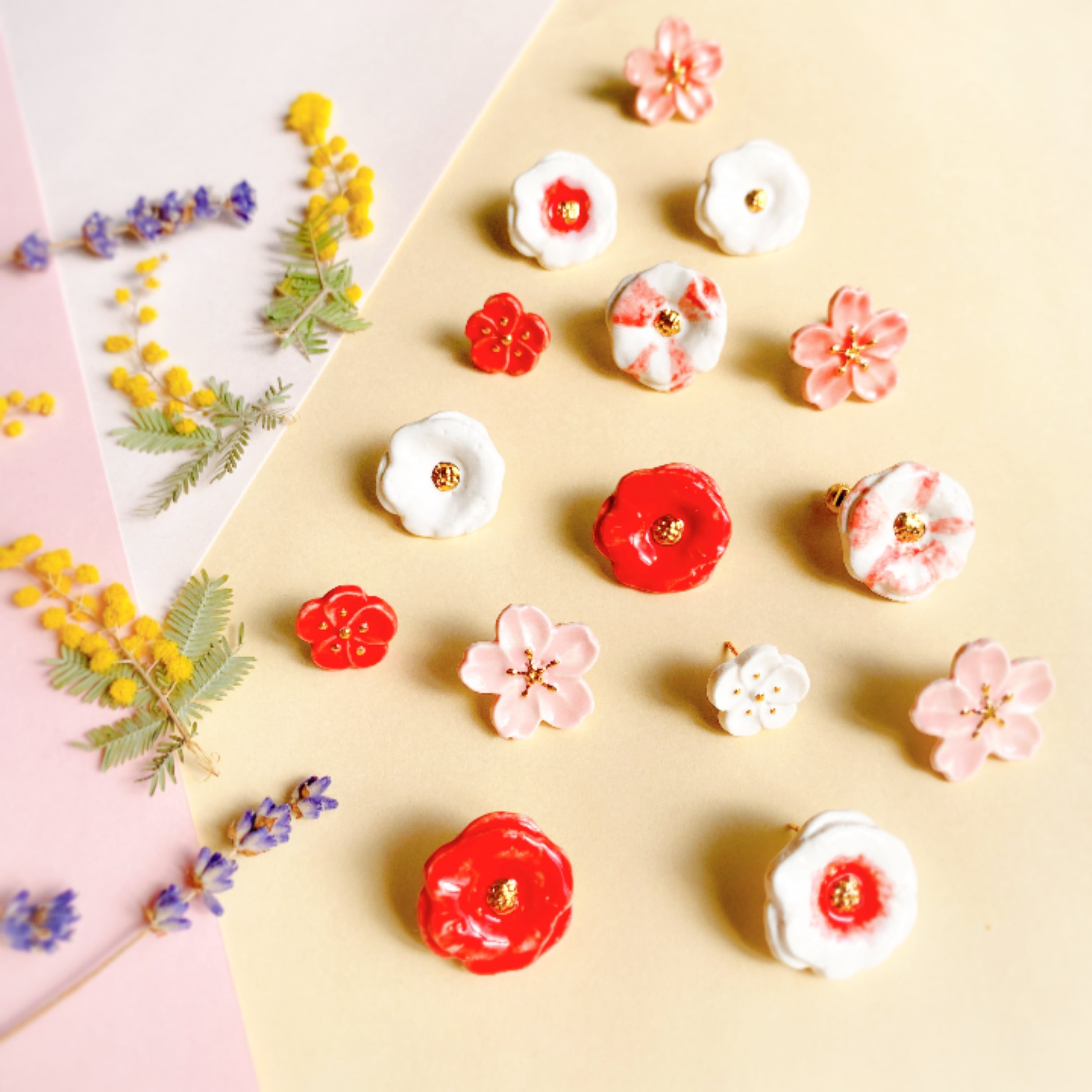 オリジナルラッピングタイ お花 カラフルお花のラッピングタイ10本セット - +h@ppy GALLERY | minne