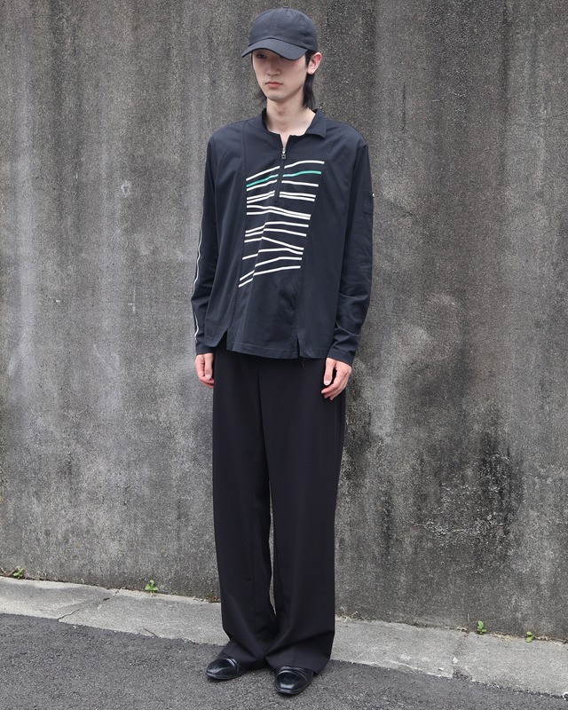 Zip design front print polo