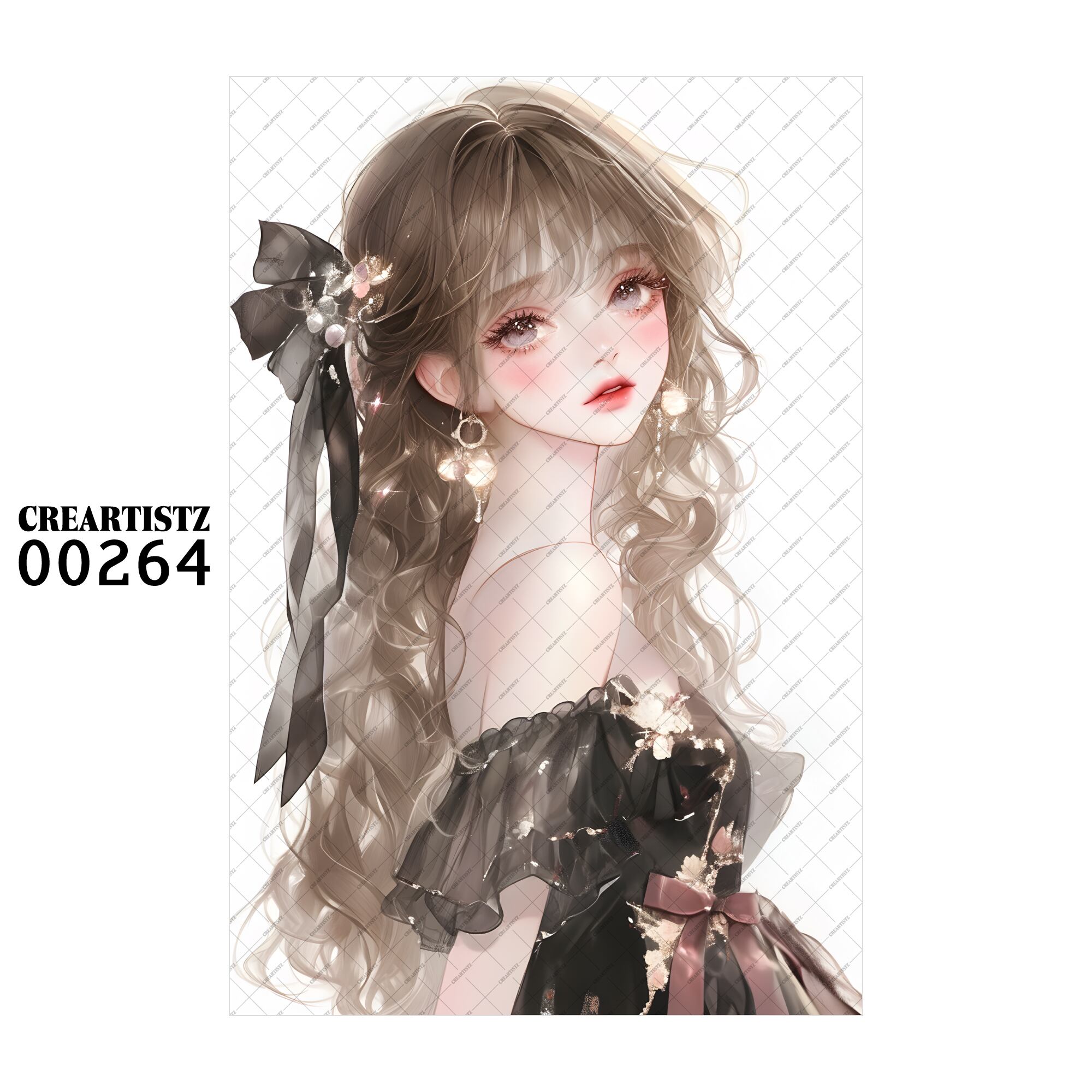 00264 ガール キュート オリジナル ペーパー/ステッカー 4枚セット CREARTISTZ