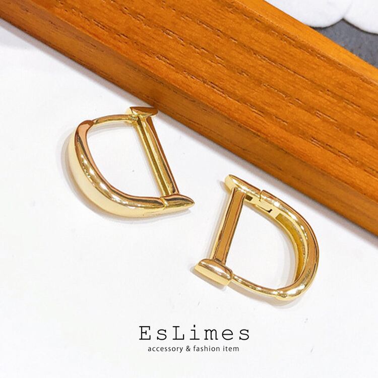 中折れフープピアス 2色のゴールドがしめるフープピアス K10YG/WG