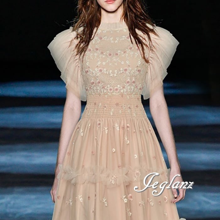 パーティ ギャザー ワンピース 刺繍 レース 姫ドレス ♪( M8128)★ ζ