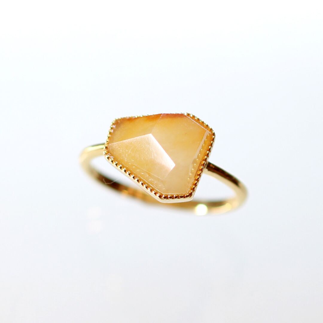 ファセットカットリング orange facet cut millgrain ring A貨翡翠