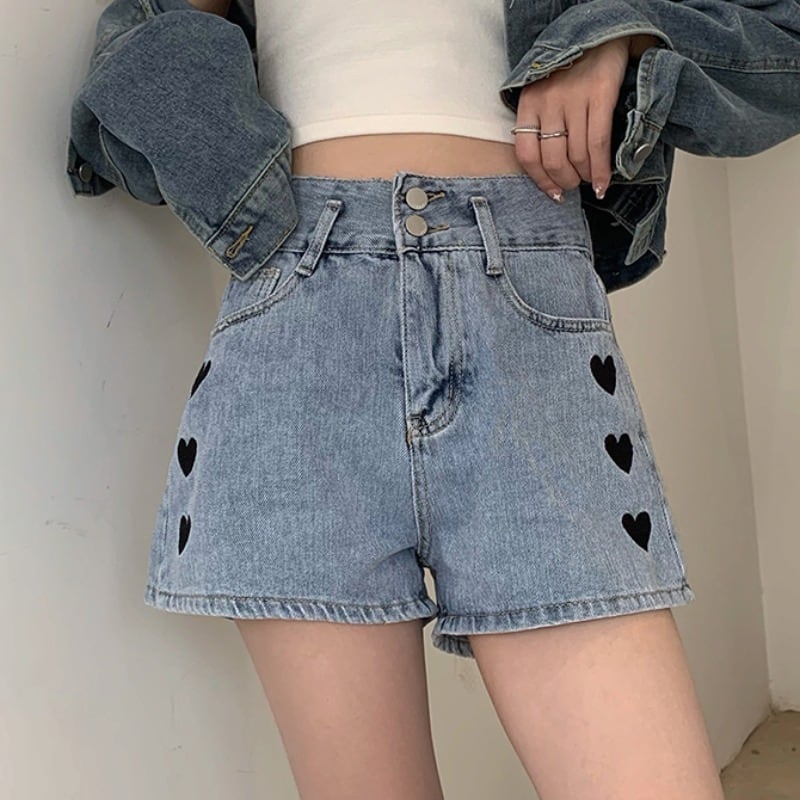 ハートデザイン デニム ショートパンツ 韓国系 t691 364d998af55dc849baa99c5319c040