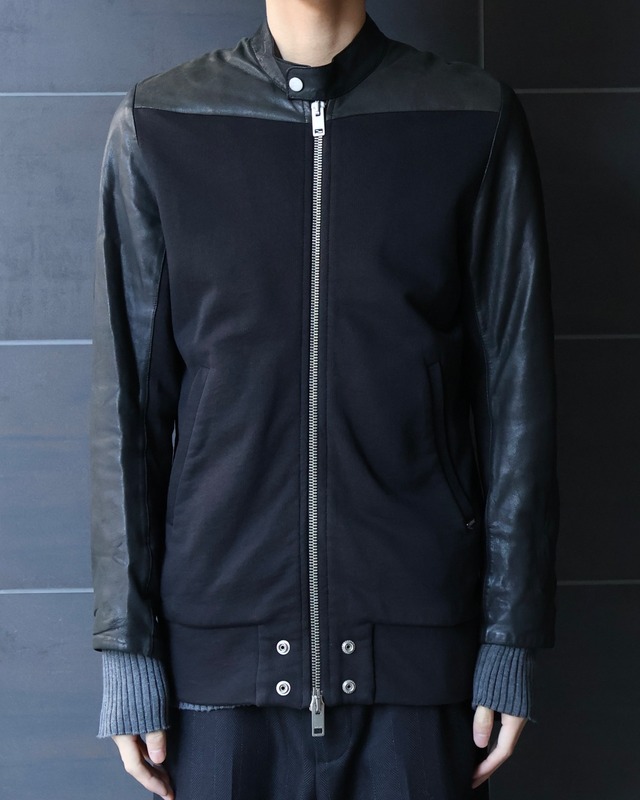 【DIESEL】switching leather zip up blouson