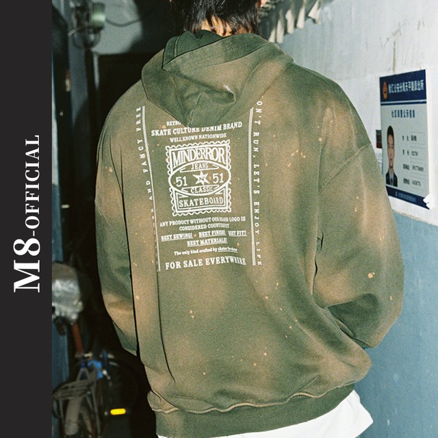 vintage back print hoodie 4color M0528