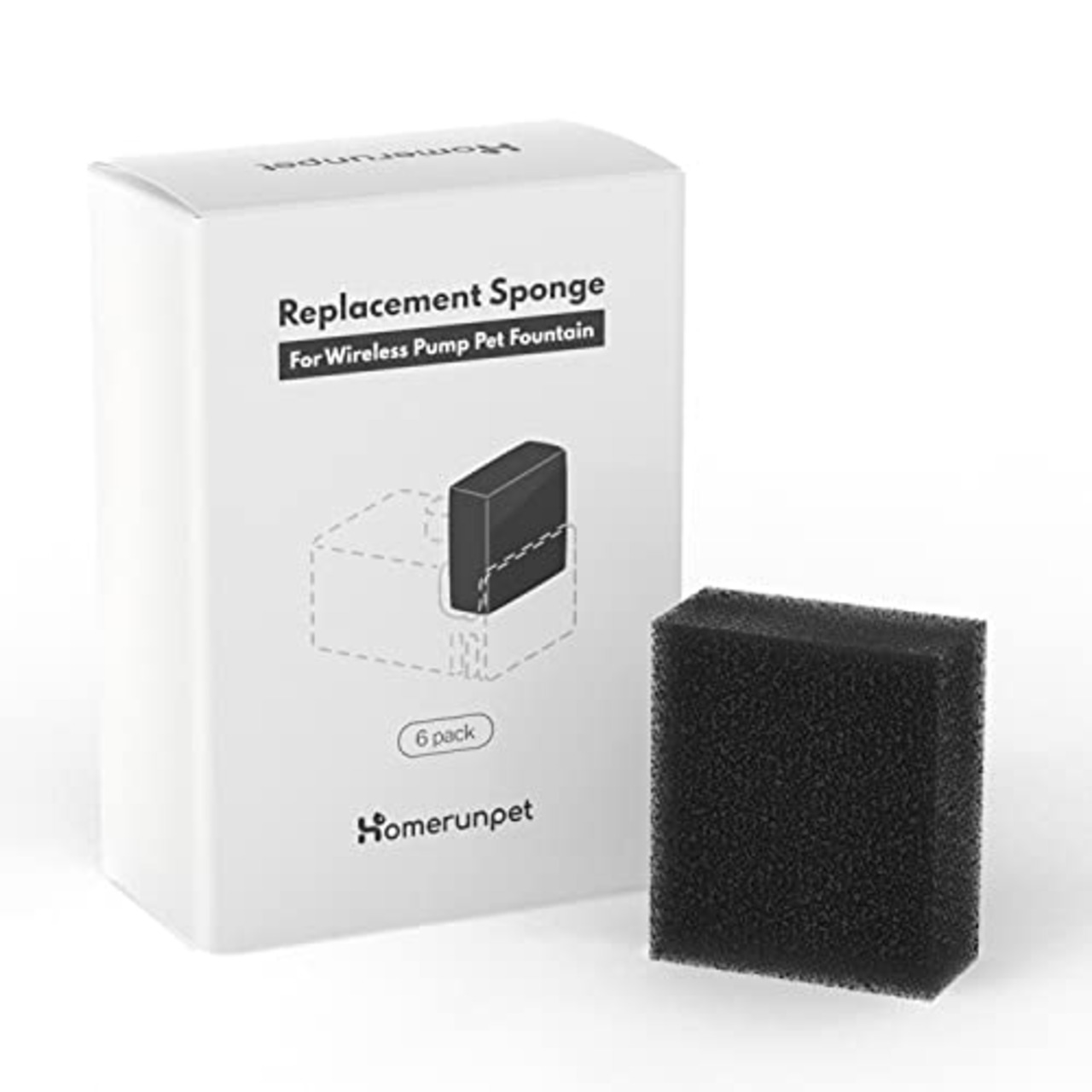 Homerunpet スマートペット用自動給水器 ポンプフィルタースポンジ 型番WF20&CF20専用 6個入り 犬 猫 水飲み器 みずのみ