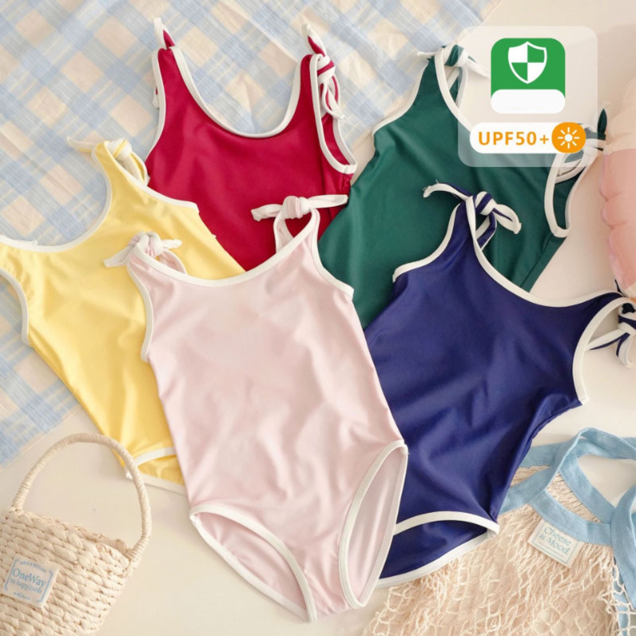 ピュアカラー蝶結びデザイン水着